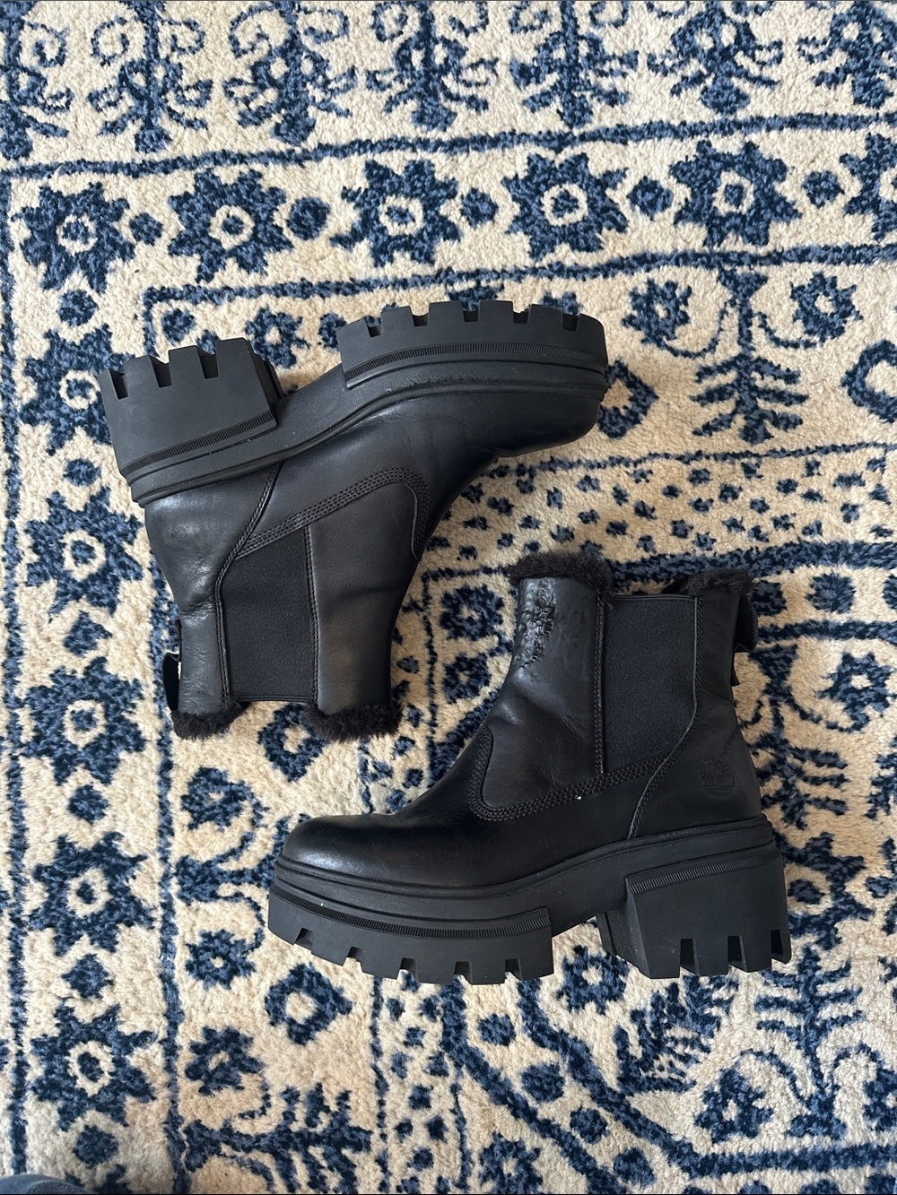 Timberland Black Chunky Lug Chelsea Booties